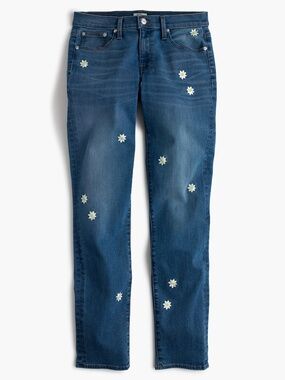 J.Crew Slim Broken In boyfriend jean in embroidered daisy Rosburg wash